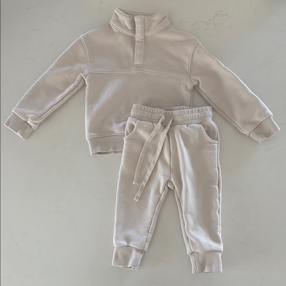 Little Bipsy Ivory Jogger Set. Size 18-24M